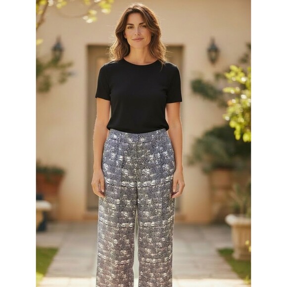 J. Crew Pants - J. Crew Silk  Black and White Printed Maxi Pants